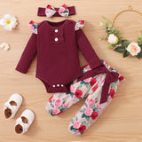 0-24M Newborn Infant Baby Girls Ruffle T-Shirt Romper Tops Leggings Pant Outfits Clothes Set Long Sleeve Fall Winter Clothing (7281835835560)