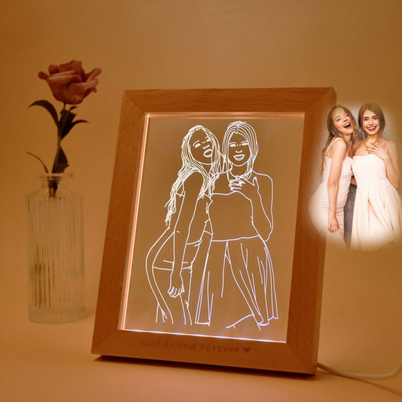 Personalisierte Holz Foto Rahmen 3D-Photo-Lampe 💡 Nachtlicht mit Deinem Foto